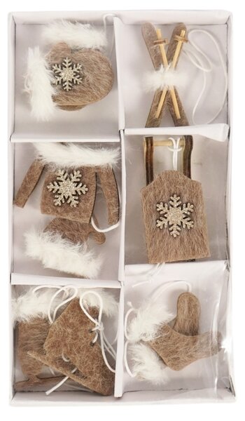 Set božićnih visećih dekoracija CHRISTMAS SYMBOLS 6 kom - više boja