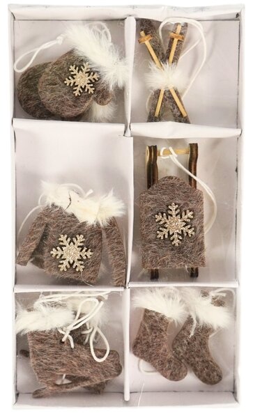 Set božićnih visećih dekoracija CHRISTMAS SYMBOLS 6 kom - više boja