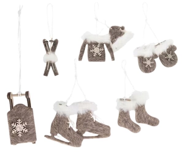 Set božićnih visećih dekoracija CHRISTMAS SYMBOLS 6 kom - više boja