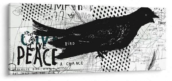 Slika - Ulična umetnost - ptica (120x50 cm)