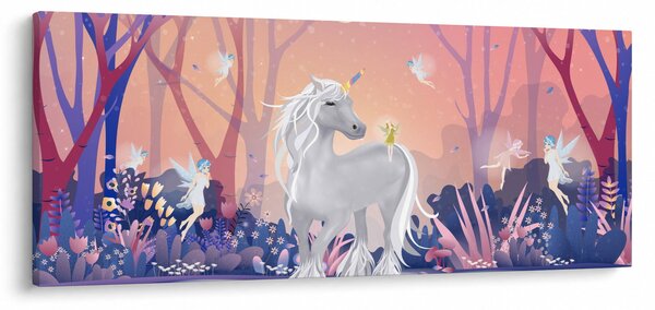 Slika - Samorog v čarobnem gozdu (120x50 cm)