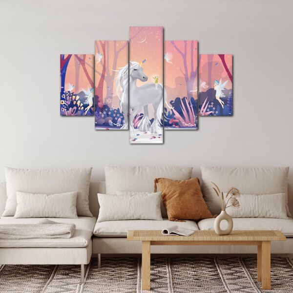 Slika - Samorog v čarobnem gozdu (150x105 cm)