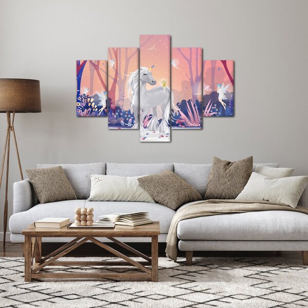 Slika - Samorog v čarobnem gozdu (150x105 cm)