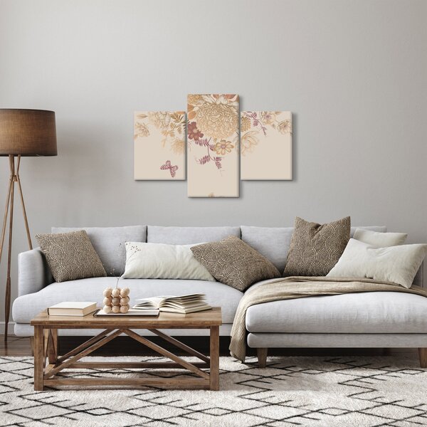 Slika - Vintage rože in metulji (90x60 cm)