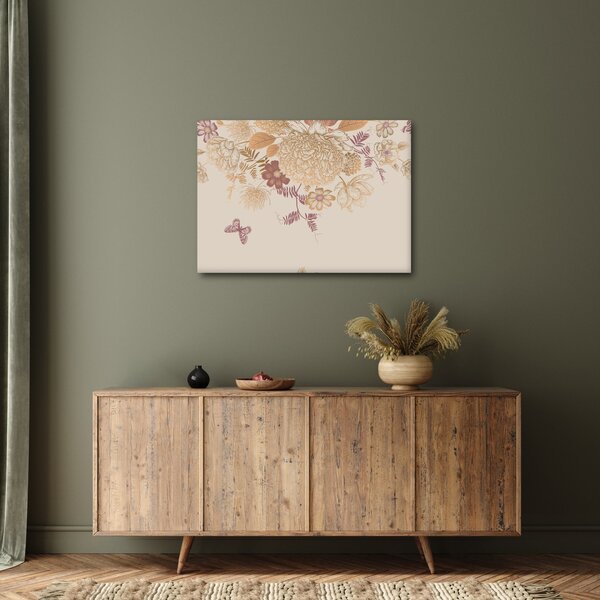 Slika - Vintage rože in metulji (70x50 cm)