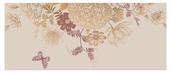 Slika - Vintage rože in metulji (120x50 cm)