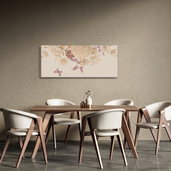 Slika - Vintage rože in metulji (120x50 cm)