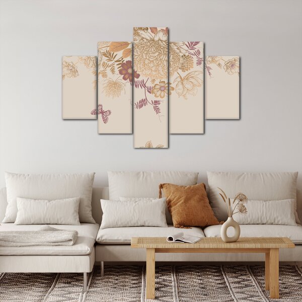 Slika - Vintage rože in metulji (150x105 cm)