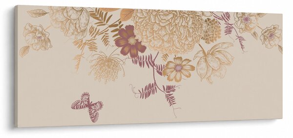 Slika - Vintage rože in metulji (120x50 cm)