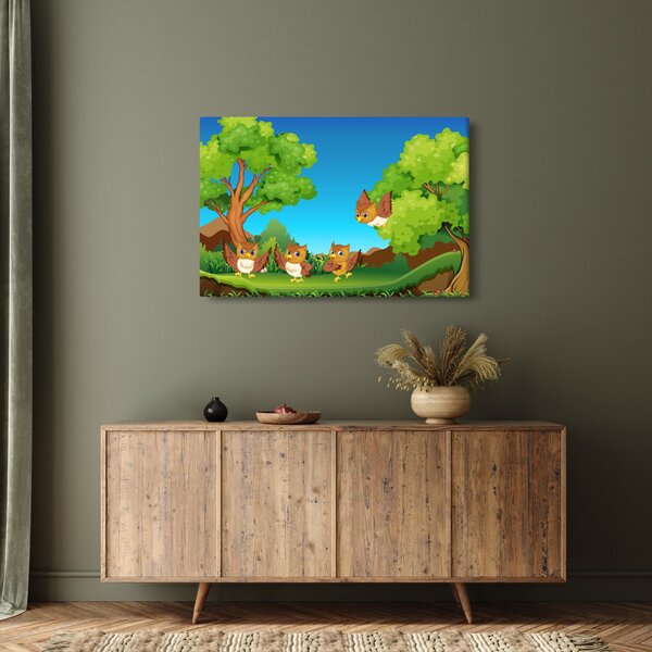 Slika - Vesele sovice (90x60 cm)