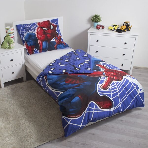 Crvena/plava pamučna dječja posteljina sa svjetlećim efektom za krevet za jednu osobu 140x200 cm Spider-man – Jerry Fabrics