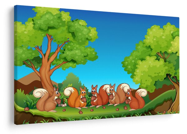 Slika - Vesele veverice (90x60 cm)
