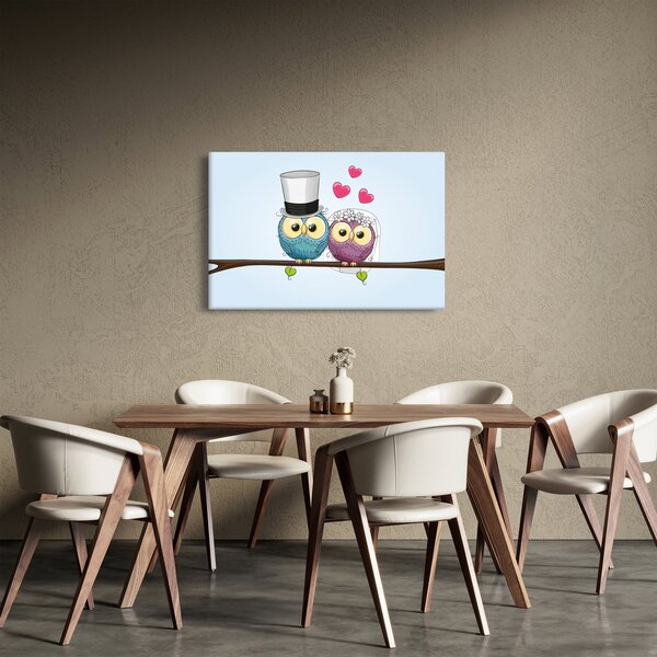 Slika - Zaljubljene sove (90x60 cm)