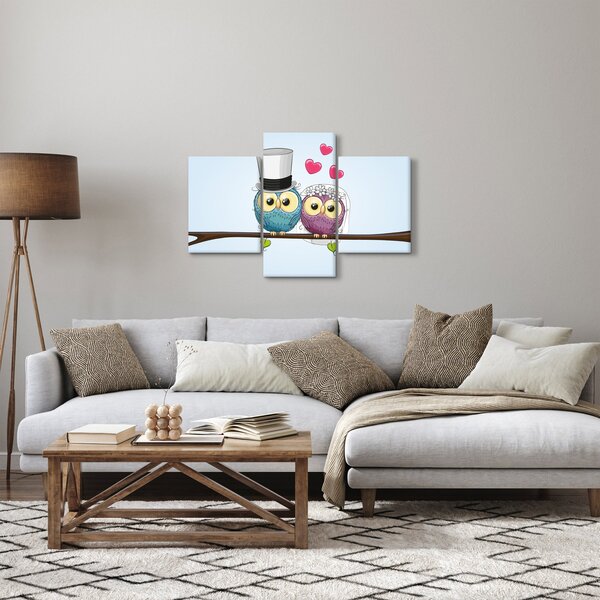 Slika - Zaljubljene sove (90x60 cm)