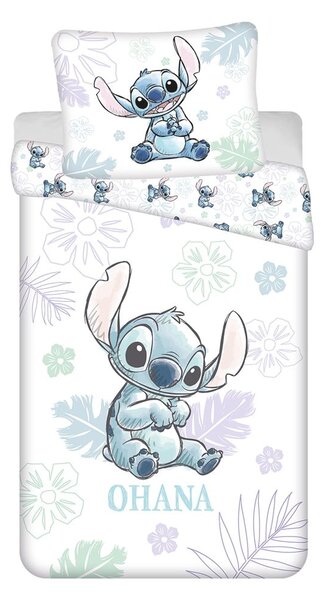 Bijela pamučna dječja posteljina za krevet za jednu osobu 140x200 cm Lilo and Stitch "Ohana White" – Jerry Fabrics