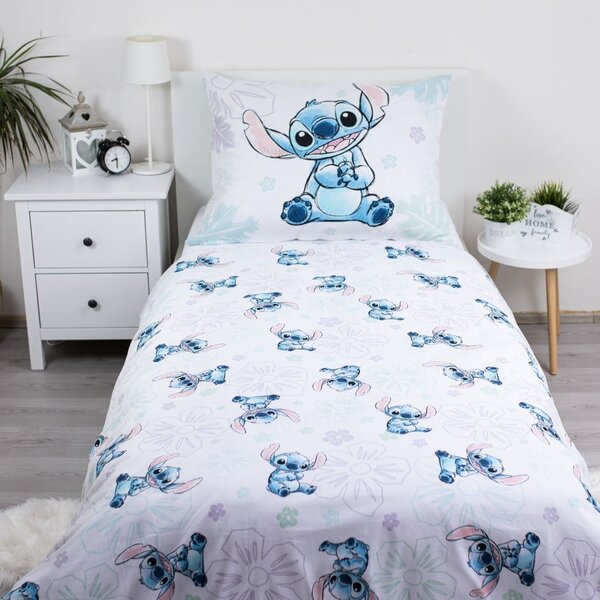 Bijela pamučna dječja posteljina za krevet za jednu osobu 140x200 cm Lilo and Stitch "Ohana White" – Jerry Fabrics