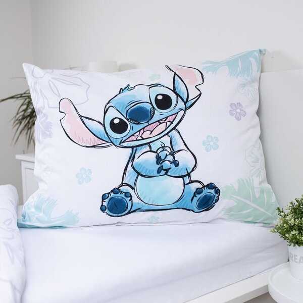 Bijela pamučna dječja posteljina za krevet za jednu osobu 140x200 cm Lilo and Stitch "Ohana White" – Jerry Fabrics