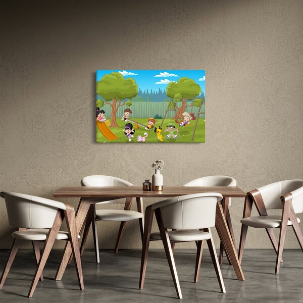 Slika - Otroci na igrišču (90x60 cm)