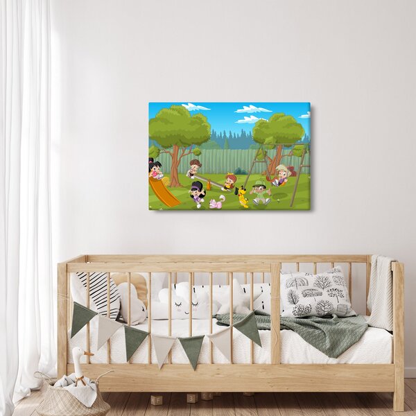 Slika - Otroci na igrišču (90x60 cm)