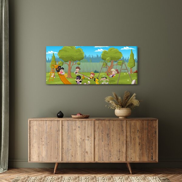 Slika - Otroci na igrišču (120x50 cm)