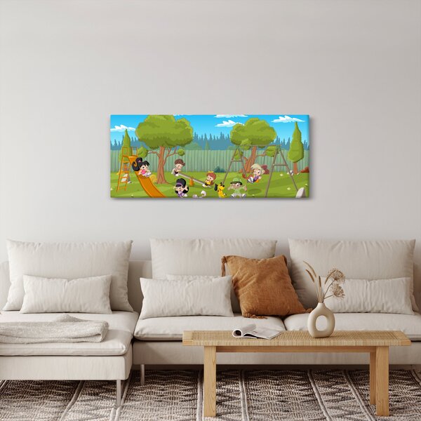 Slika - Otroci na igrišču (120x50 cm)