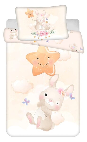 Žuta pamučna dječja posteljina za dječji krevetić 100x135 cm Bunny "Star" – Jerry Fabrics