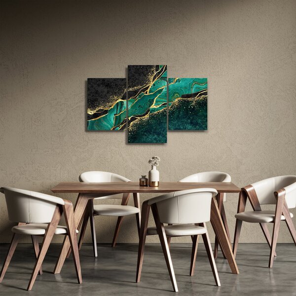 Slika - Oljno-zlato marmoriranje (90x60 cm)