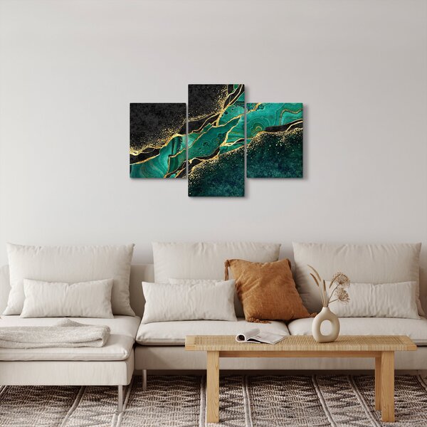 Slika - Oljno-zlato marmoriranje (90x60 cm)