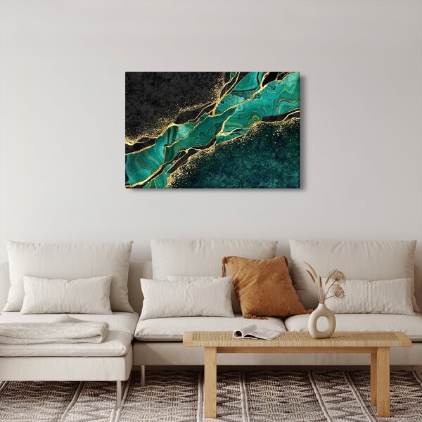 Slika - Oljno-zlato marmoriranje (90x60 cm)