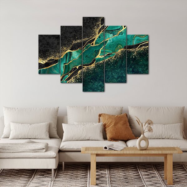 Slika - Oljno-zlato marmoriranje (150x105 cm)