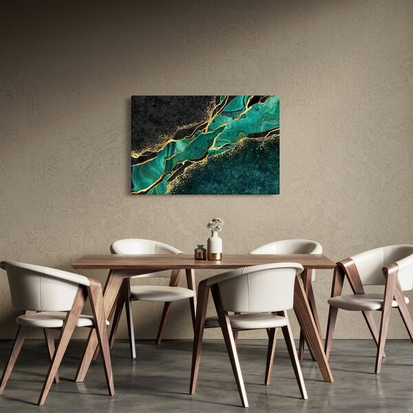 Slika - Oljno-zlato marmoriranje (90x60 cm)