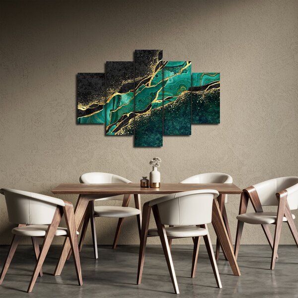 Slika - Oljno-zlato marmoriranje (150x105 cm)