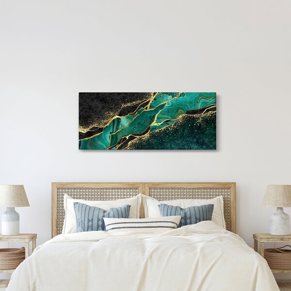 Slika - Oljno-zlato marmoriranje (120x50 cm)