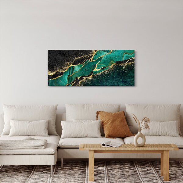 Slika - Oljno-zlato marmoriranje (120x50 cm)