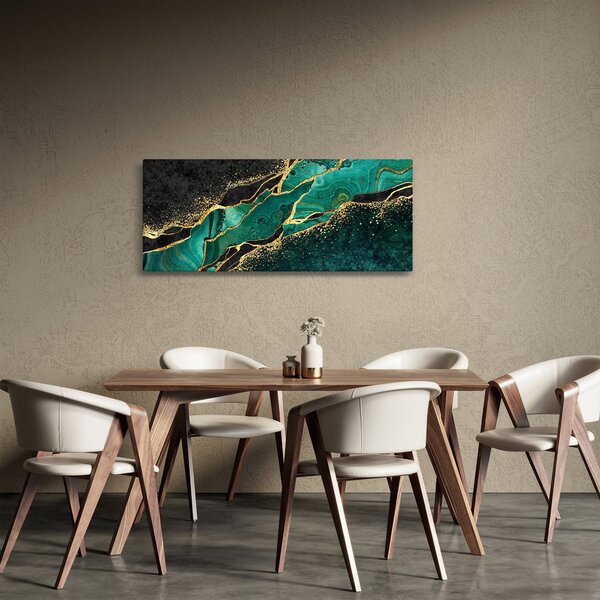 Slika - Oljno-zlato marmoriranje (120x50 cm)
