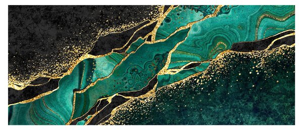 Slika - Oljno-zlato marmoriranje (120x50 cm)