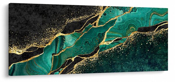 Slika - Oljno-zlato marmoriranje (120x50 cm)
