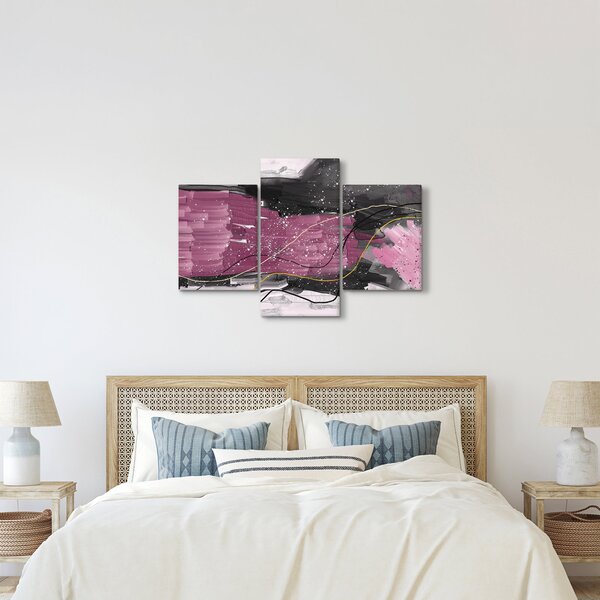 Slika - Roza in črna abstrakcija (90x60 cm)