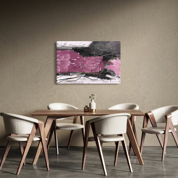 Slika - Roza in črna abstrakcija (90x60 cm)