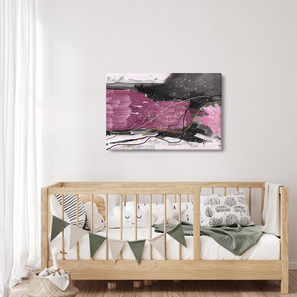 Slika - Roza in črna abstrakcija (90x60 cm)