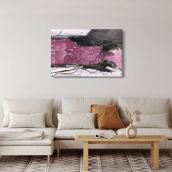 Slika - Roza in črna abstrakcija (90x60 cm)