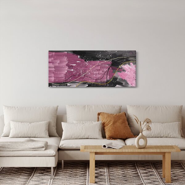 Slika - Roza in črna abstrakcija (120x50 cm)