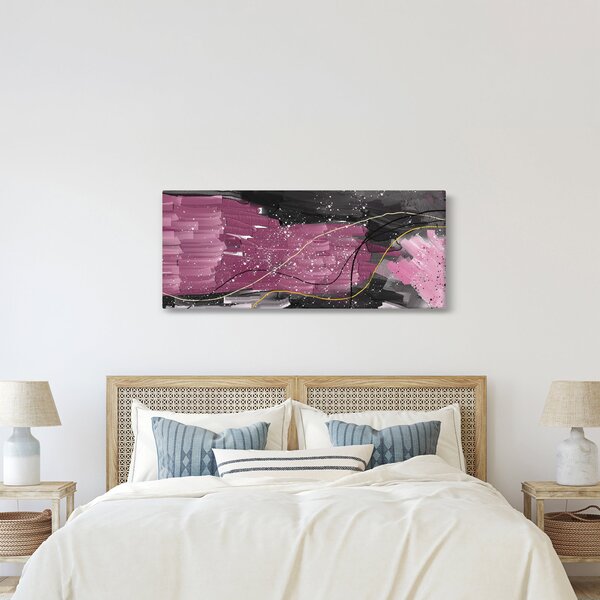 Slika - Roza in črna abstrakcija (120x50 cm)