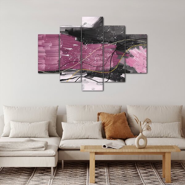 Slika - Roza in črna abstrakcija (150x105 cm)