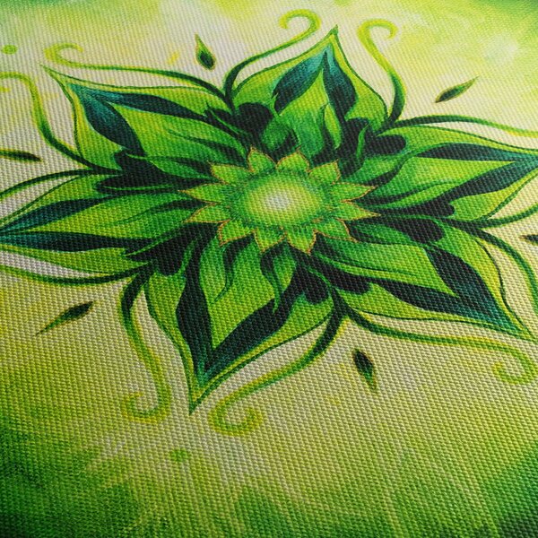 Slika - Cvetlična mandala na zelenem ozadju (70x50 cm)