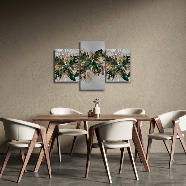 Slika - Zlato zeleni tropski listi (90x60 cm)