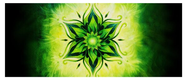 Slika - Cvetlična mandala na zelenem ozadju (120x50 cm)