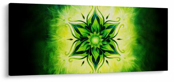 Slika - Cvetlična mandala na zelenem ozadju (120x50 cm)