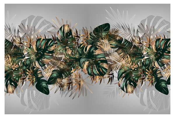 Slika - Zlato zeleni tropski listi (90x60 cm)