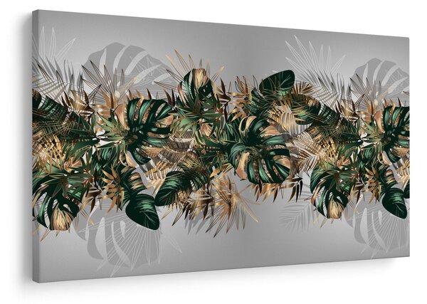 Slika - Zlato zeleni tropski listi (90x60 cm)